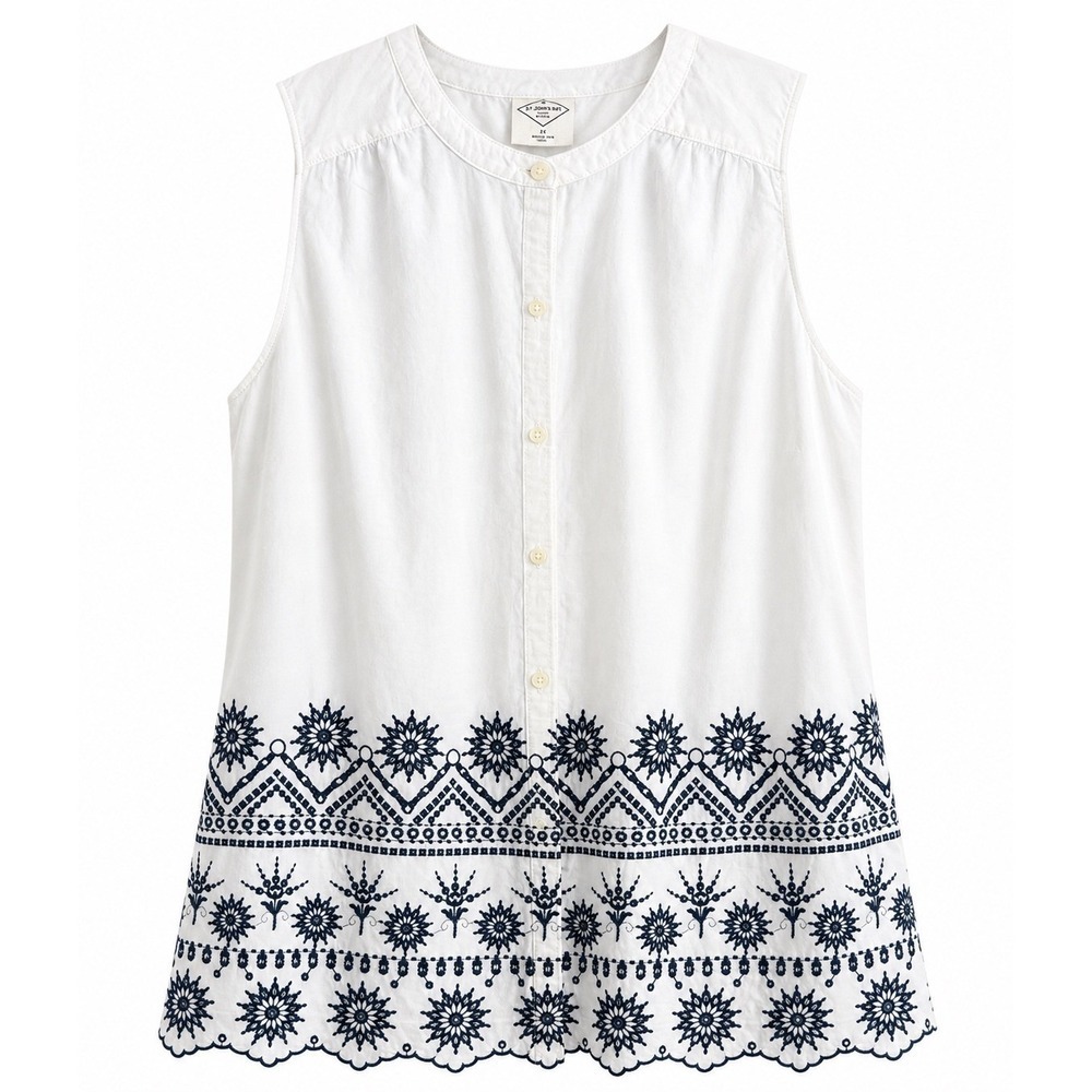 St. John's Bay White Eyelet Embroidered Blouse – 1X – NWT Cotton